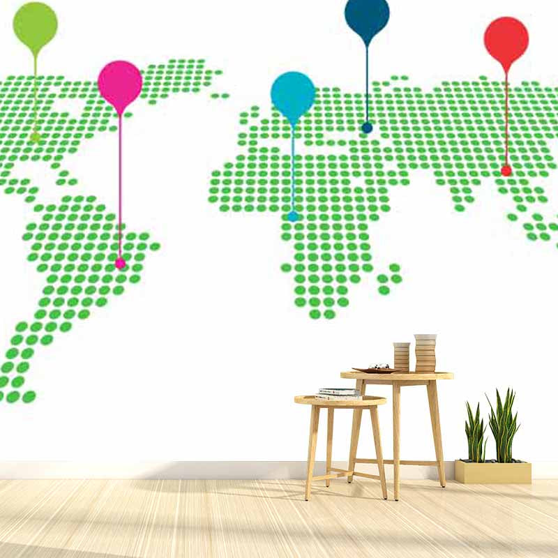 Environment Friendly Resistant Mural Wallpaper Map Living Room Wall Mural