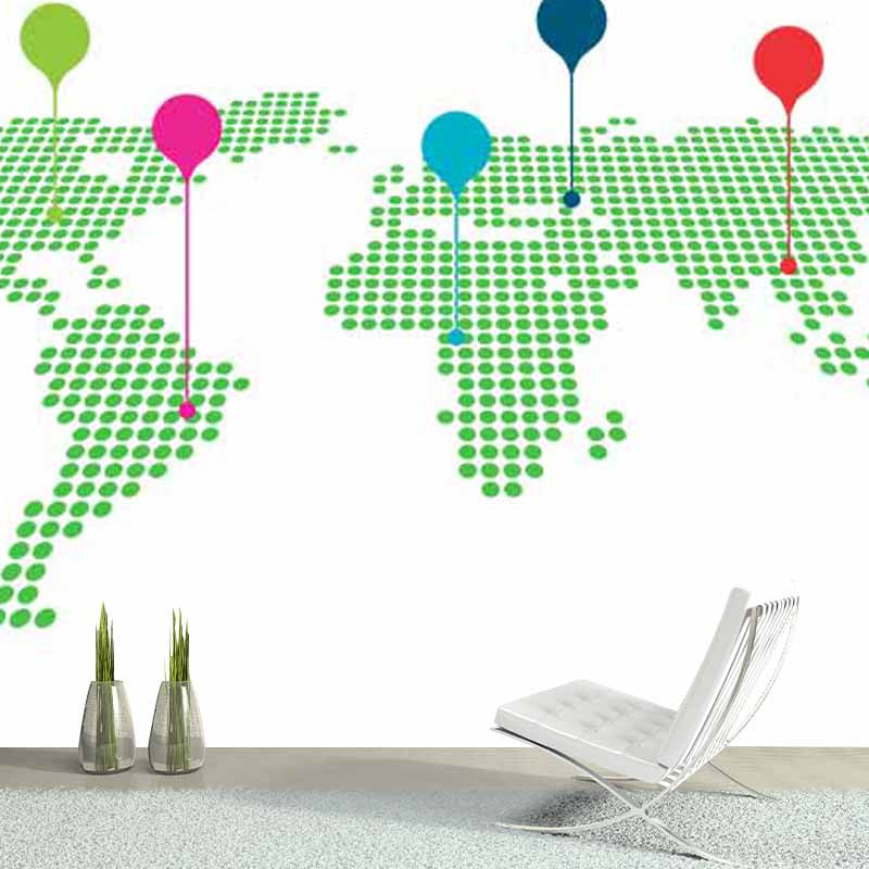 Environment Friendly Resistant Mural Wallpaper Map Living Room Wall Mural