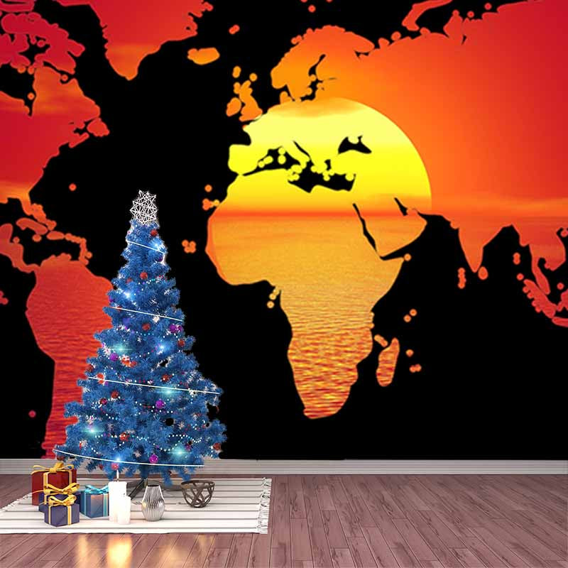 Illustration Stain Resistant Wall Mural Wallpaper Map Sitting Room Wall Mural