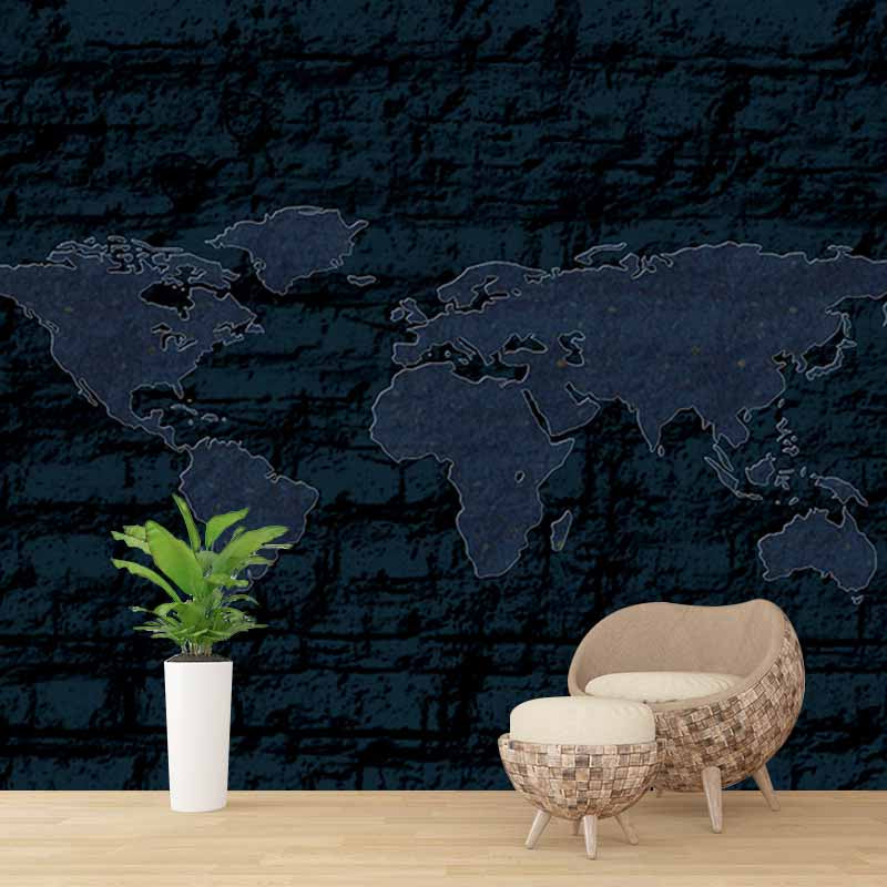 Environment Friendly Resistant Mural Wallpaper Map Illustration Sleeping Room Wall Mural
