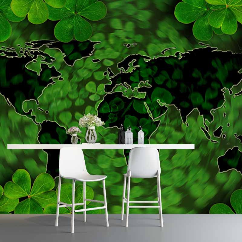 Washable Stain Resistant Mural Wallpaper Map Illustration Indoor Wall Mural