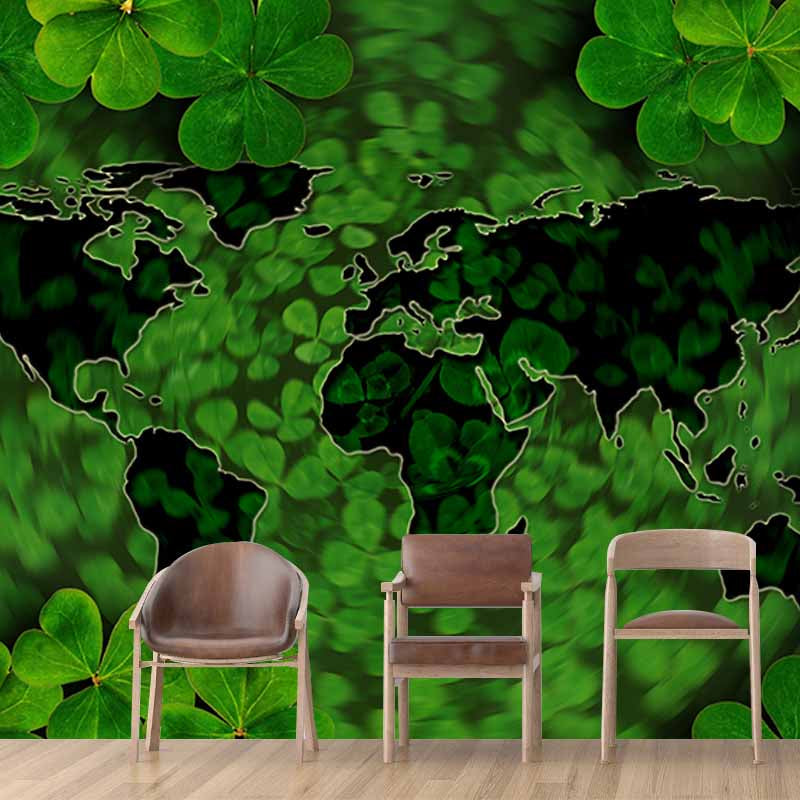 Washable Stain Resistant Mural Wallpaper Map Illustration Indoor Wall Mural