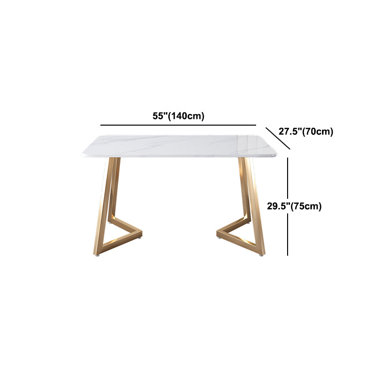 Metal Mesa de comedor de piedra sinterizada de rectángulo de lujo tradicional con base de trineo