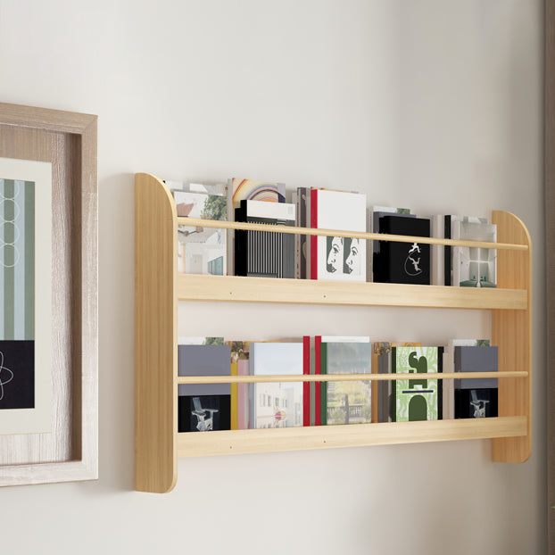 2-Shelf Floating Bookcase Contemporary Style Wood Wall Mounted Book Shelf