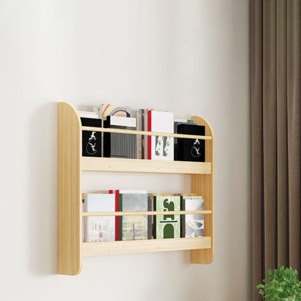 2-Shelf Floating Bookcase Contemporary Style Wood Wall Mounted Book Shelf
