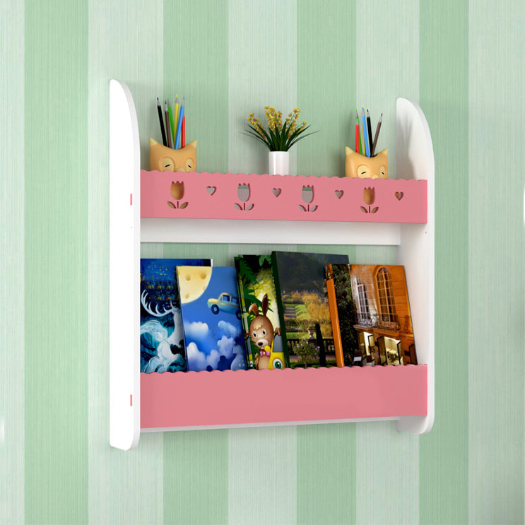 2-Shelf Floating Bookcase Contemporary Style Wood Wall Mounted Book Shelf