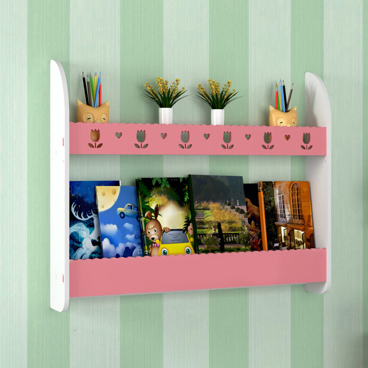 2-Shelf Floating Bookcase Contemporary Style Wood Wall Mounted Book Shelf