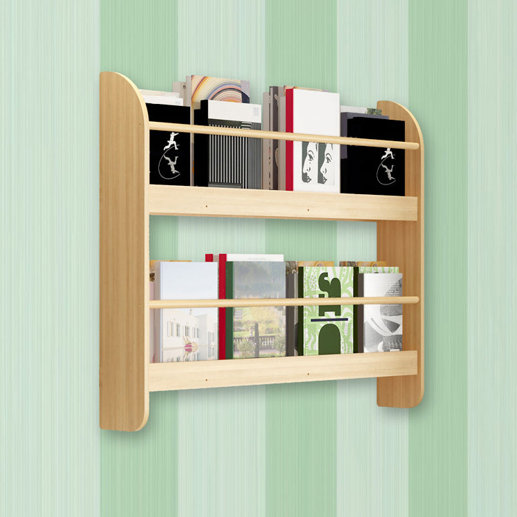 2-Shelf Floating Bookcase Contemporary Style Wood Wall Mounted Book Shelf