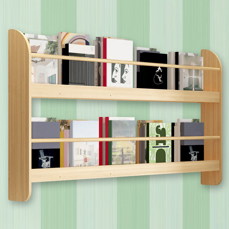 2-Shelf Floating Bookcase Contemporary Style Wood Wall Mounted Book Shelf