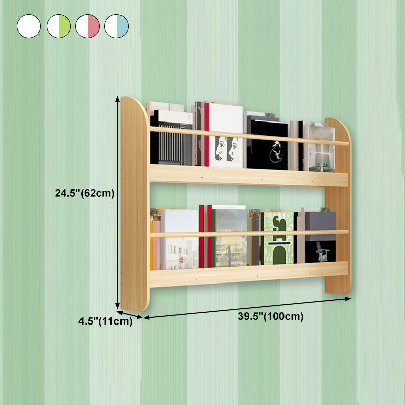 2-Shelf Floating Bookcase Contemporary Style Wood Wall Mounted Book Shelf