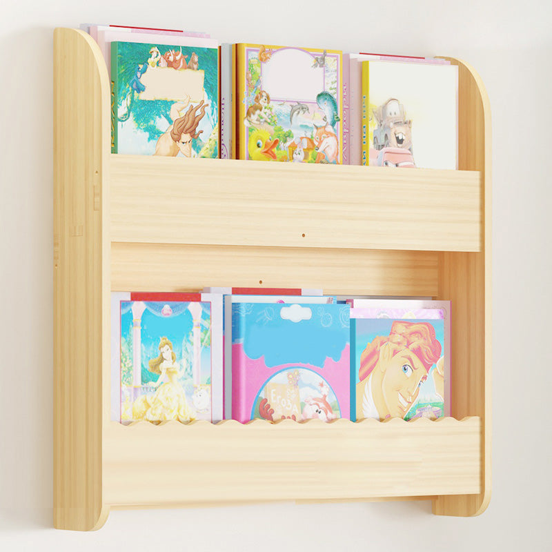 Contemporary Style Bookshelf Solid Wood Wall Mounted Bookcase for Home Office