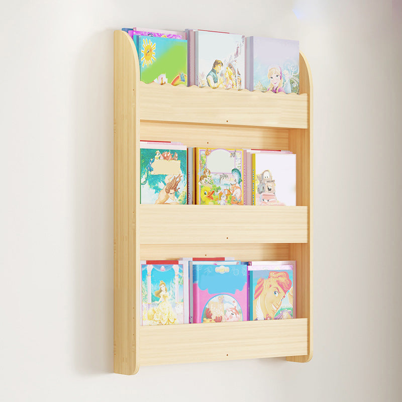 Contemporary Style Bookshelf Solid Wood Wall Mounted Bookcase for Home Office