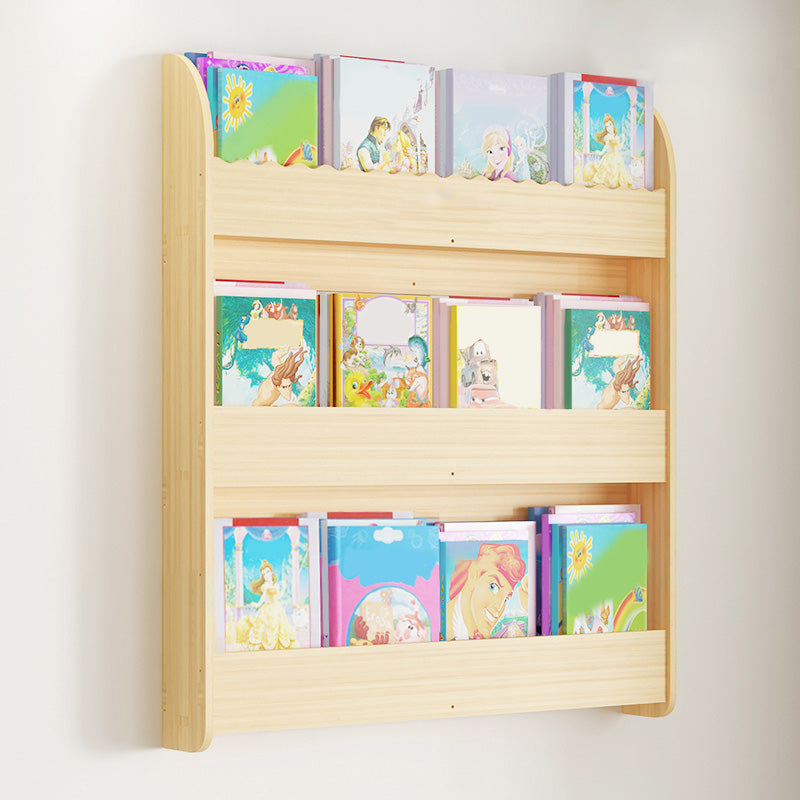 Contemporary Style Bookshelf Solid Wood Wall Mounted Bookcase for Home Office