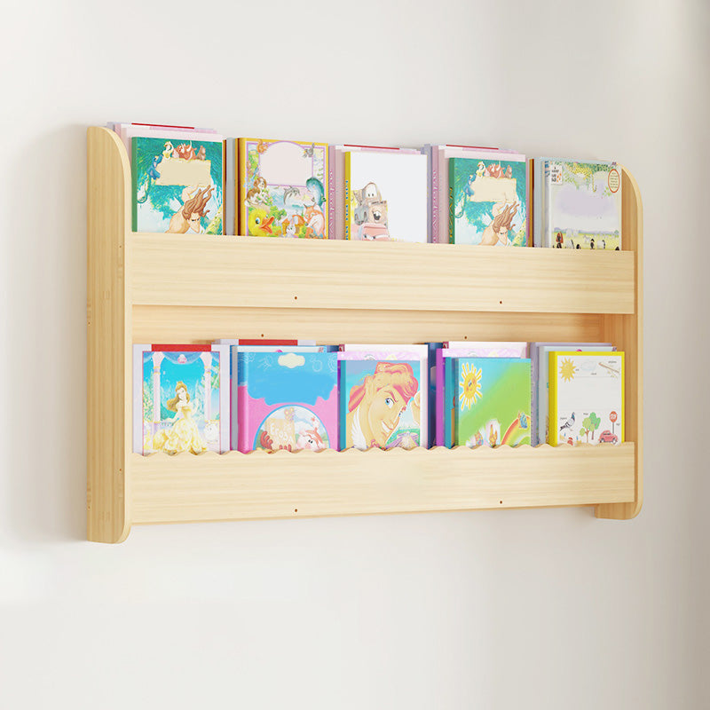 Contemporary Style Bookshelf Solid Wood Wall Mounted Bookcase for Home Office