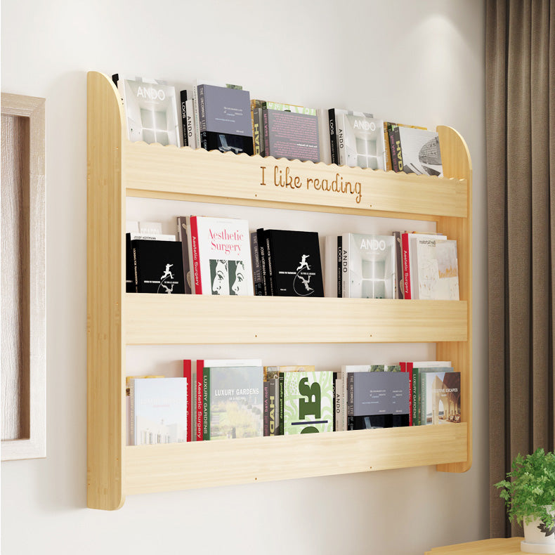 Contemporary Style Bookshelf Solid Wood Wall Mounted Bookcase for Home Office