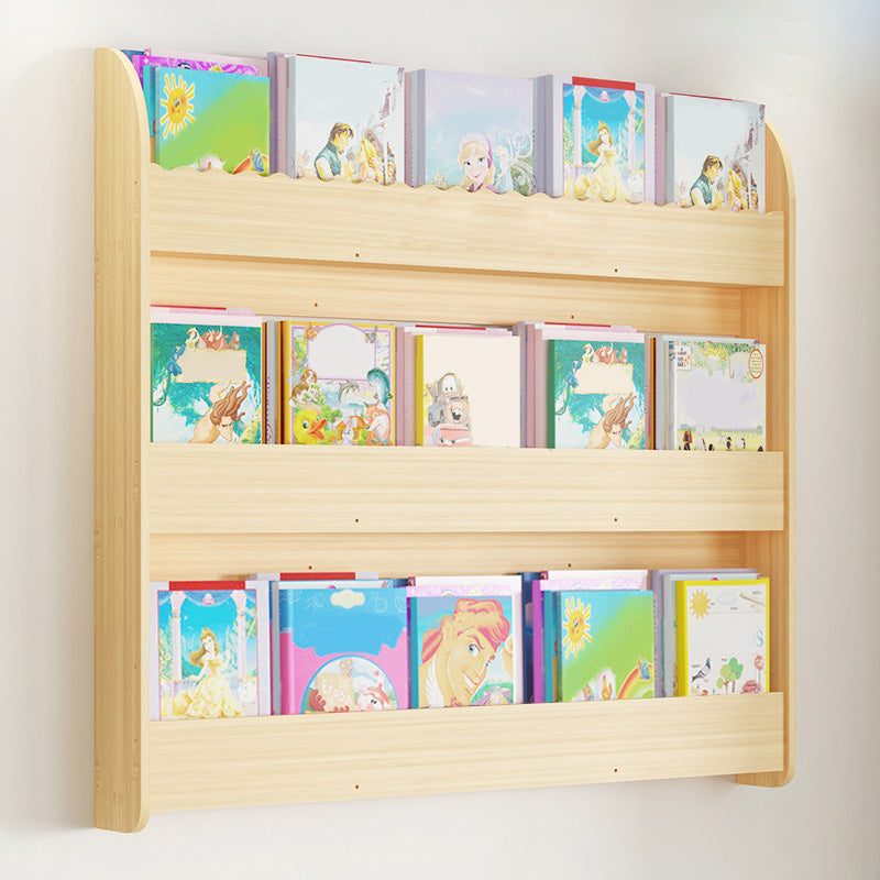 Contemporary Style Bookshelf Solid Wood Wall Mounted Bookcase for Home Office