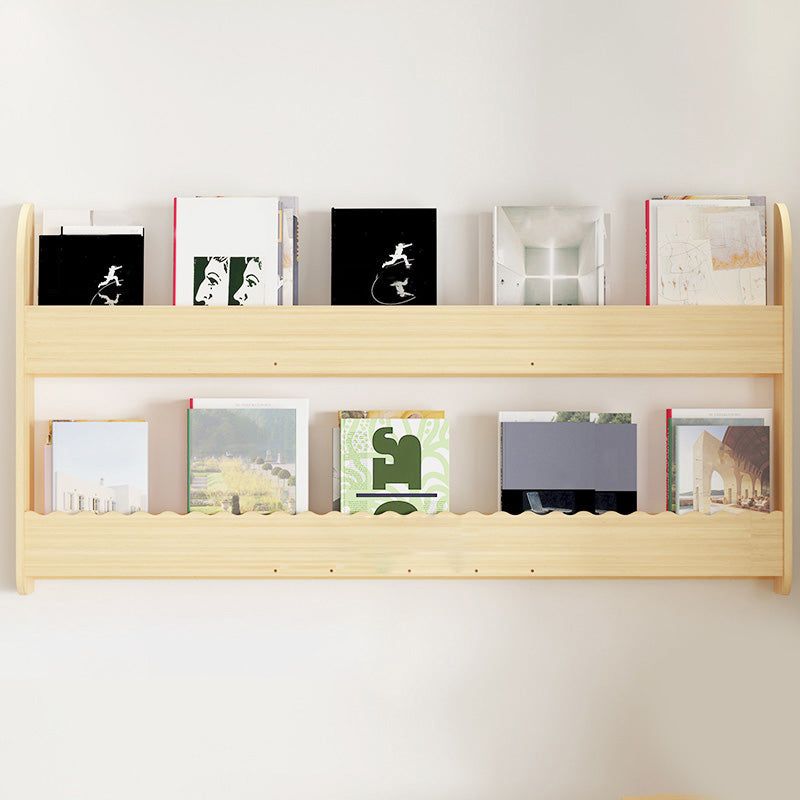 Contemporary Style Bookshelf Solid Wood Wall Mounted Bookcase for Home Office