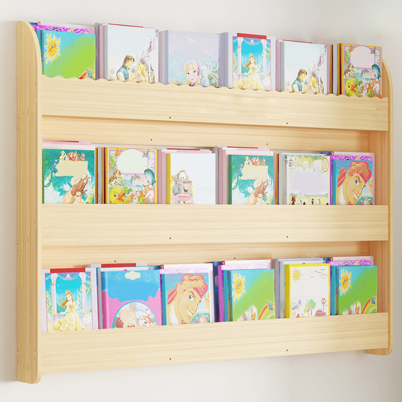 Contemporary Style Bookshelf Solid Wood Wall Mounted Bookcase for Home Office