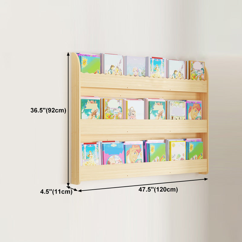 Contemporary Style Bookshelf Solid Wood Wall Mounted Bookcase for Home Office