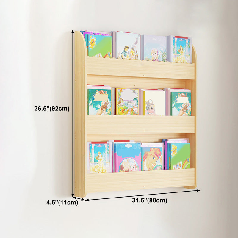 Contemporary Style Bookshelf Solid Wood Wall Mounted Bookcase for Home Office