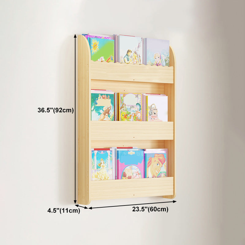 Contemporary Style Bookshelf Solid Wood Wall Mounted Bookcase for Home Office