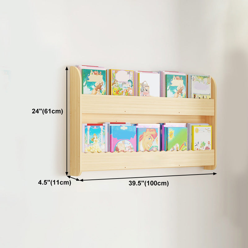 Contemporary Style Bookshelf Solid Wood Wall Mounted Bookcase for Home Office