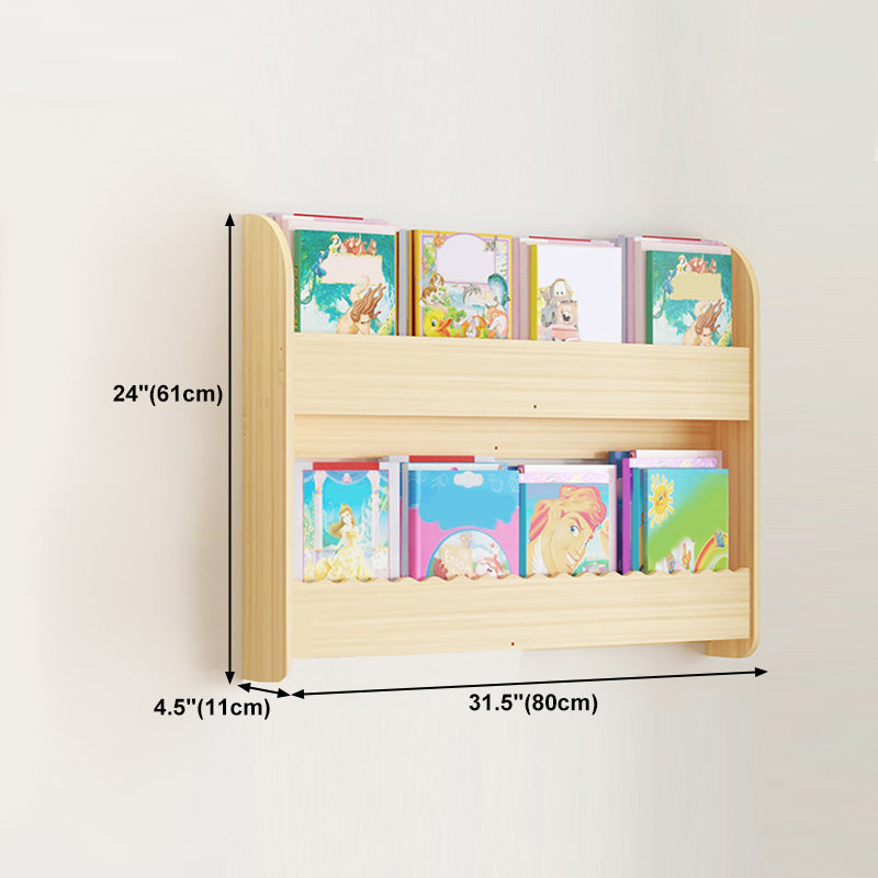 Contemporary Style Bookshelf Solid Wood Wall Mounted Bookcase for Home Office