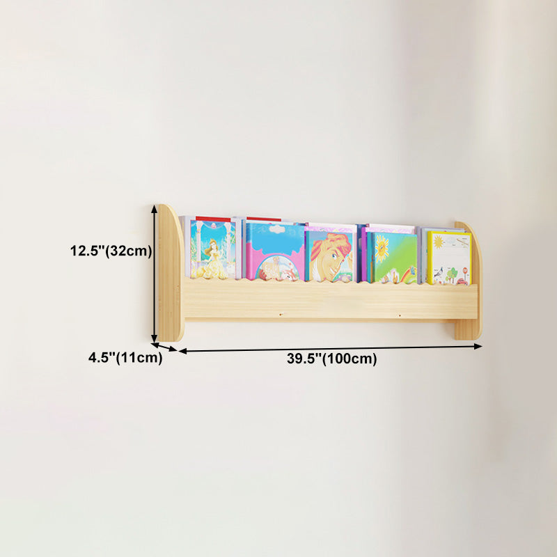 Contemporary Style Bookshelf Solid Wood Wall Mounted Bookcase for Home Office