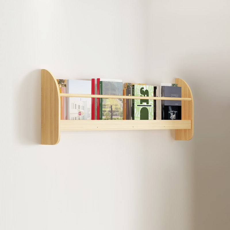 Wood Floating Bookcase Contemporary Style Wall Mounted Book Shelf
