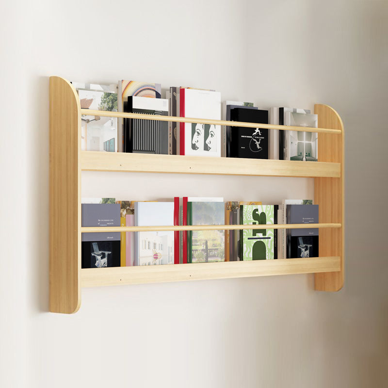 Wood Floating Bookcase Contemporary Style Wall Mounted Book Shelf