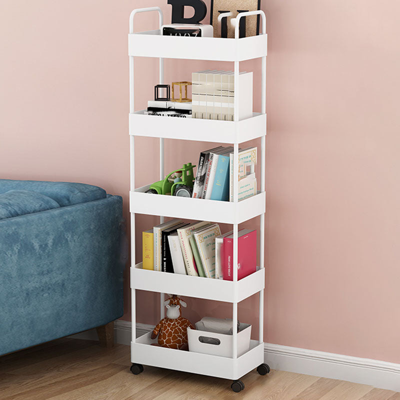 Contemporary Style Bookshelf with Casters Wheel Book Shelf for Home Office Study Room