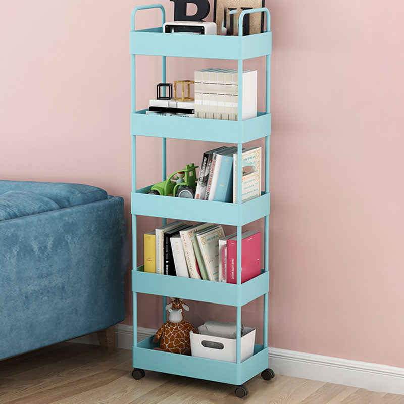 Contemporary Style Bookshelf with Casters Wheel Book Shelf for Home Office Study Room
