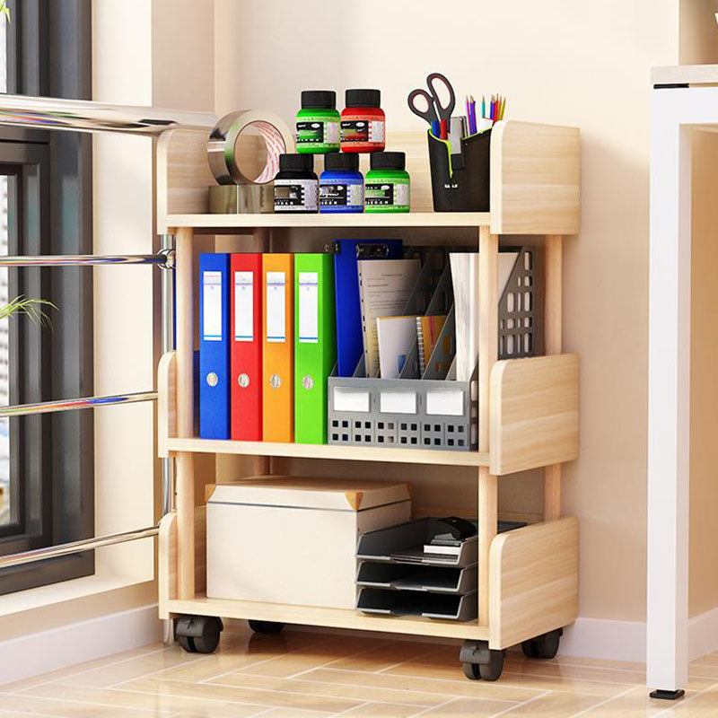3-Shelf Manufactured Wood Etagere Bookshelf with Caster Wheels