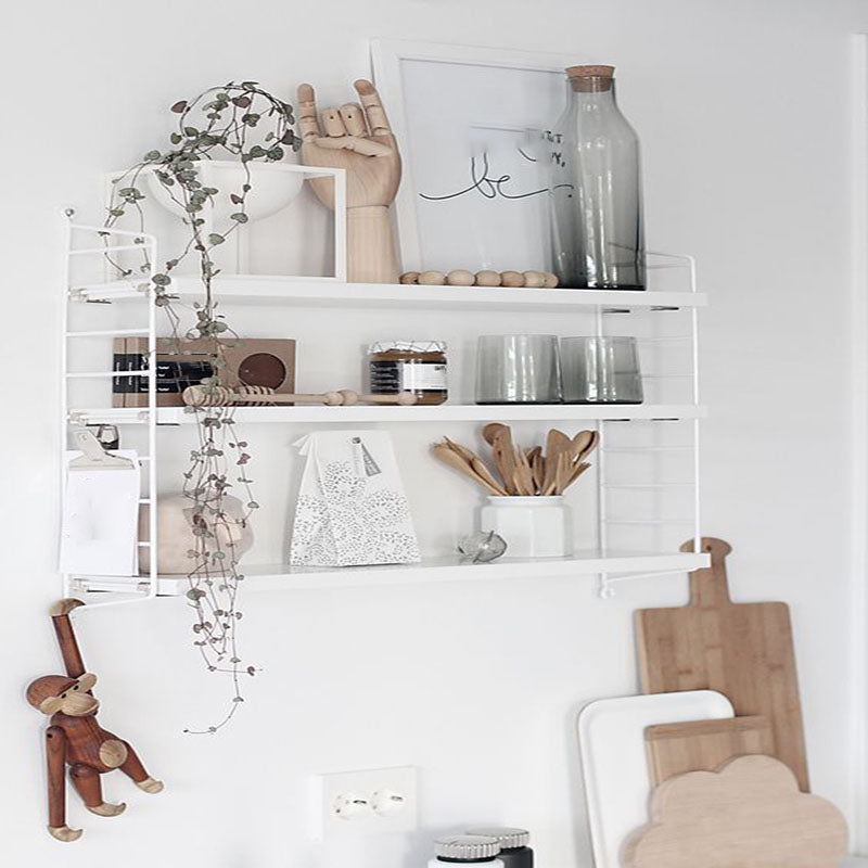 Modern Wall Mounted Bookcase with Solid Wood Rectangular Shelves