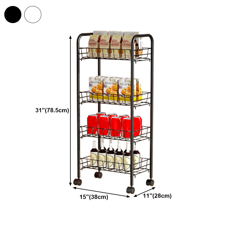 11"W Bookshelf Contemporary Style Bookcase with Casters for Home and Study Room