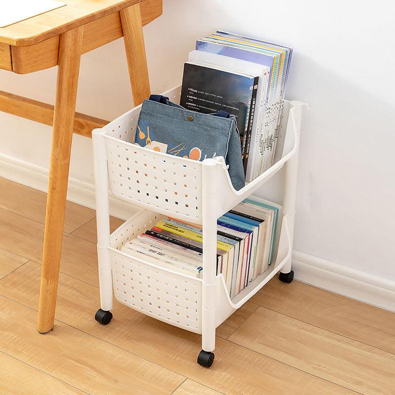 14" Wide Bookshelf Contemporary Style Bookcase with Casters for Home Office