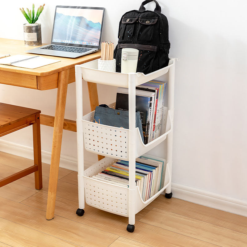 14" Wide Bookshelf Contemporary Style Bookcase with Casters for Home Office