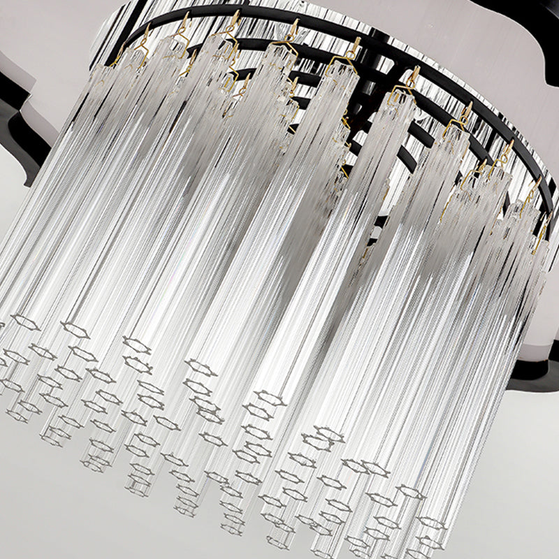 Lámpara de lámpara de montaje semi de metal dorado salas de estar tradicionales lámparas semi descargas con sombra de vidrio