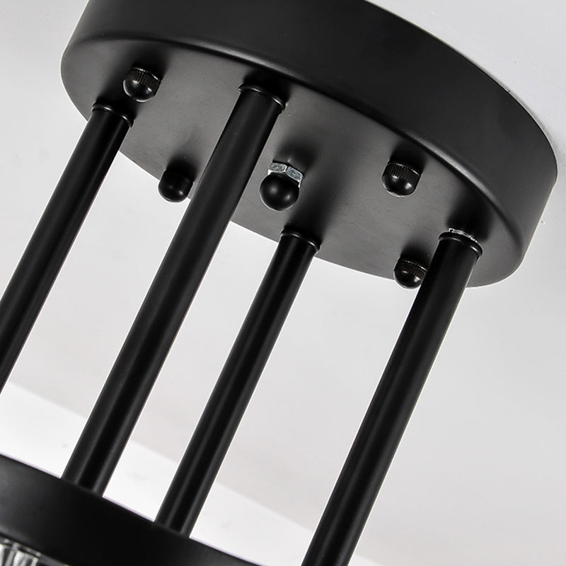 Lámpara de lámpara de montaje semi de metal dorado salas de estar tradicionales lámparas semi descargas con sombra de vidrio