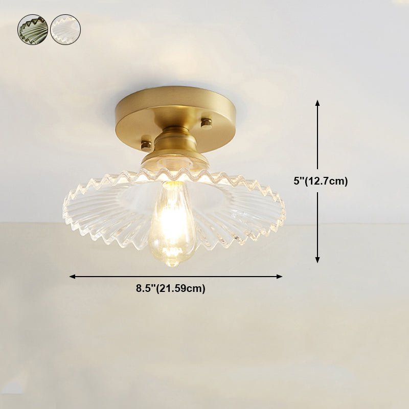 Shaded Aisle Semi Flush Mount Lighting Glass Minimalist Semi Flush Ceiling Light in Gold