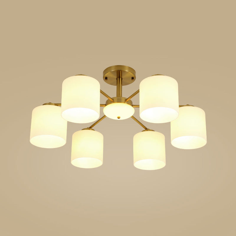 Luces de montaje de semi rascijada de estilo modernista Cilíndrico Cilindro de lámpara de techo de vidrio en oro