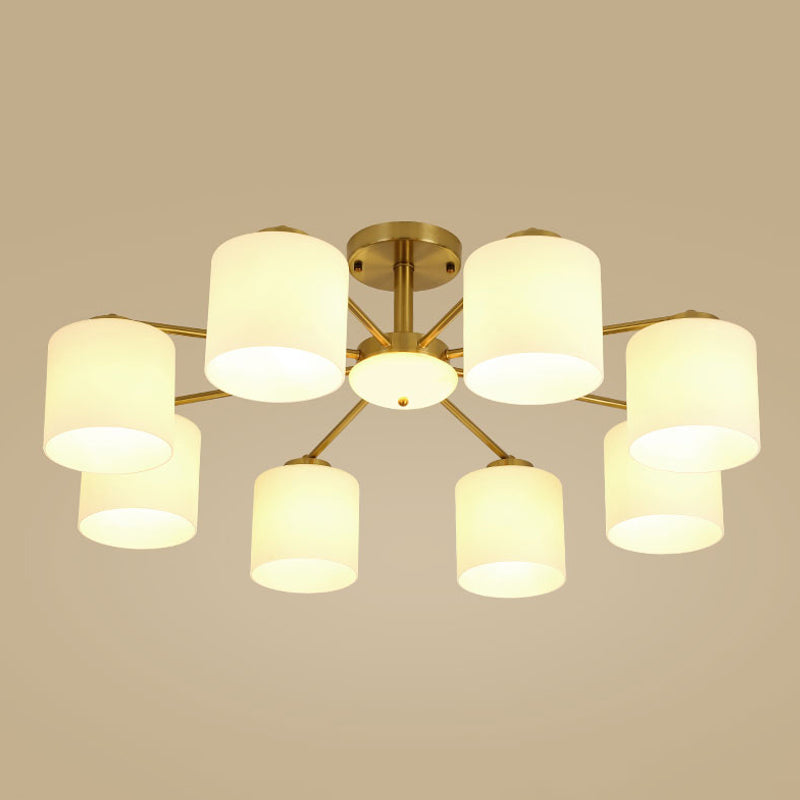 Luces de montaje de semi rascijada de estilo modernista Cilíndrico Cilindro de lámpara de techo de vidrio en oro