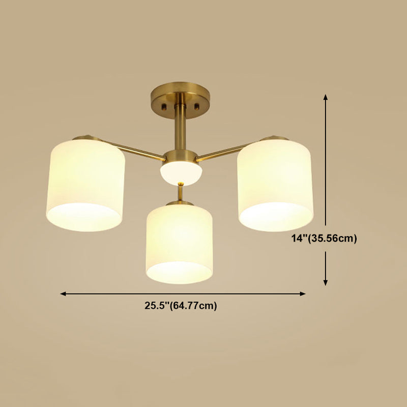 Luces de montaje de semi rascijada de estilo modernista Cilíndrico Cilindro de lámpara de techo de vidrio en oro