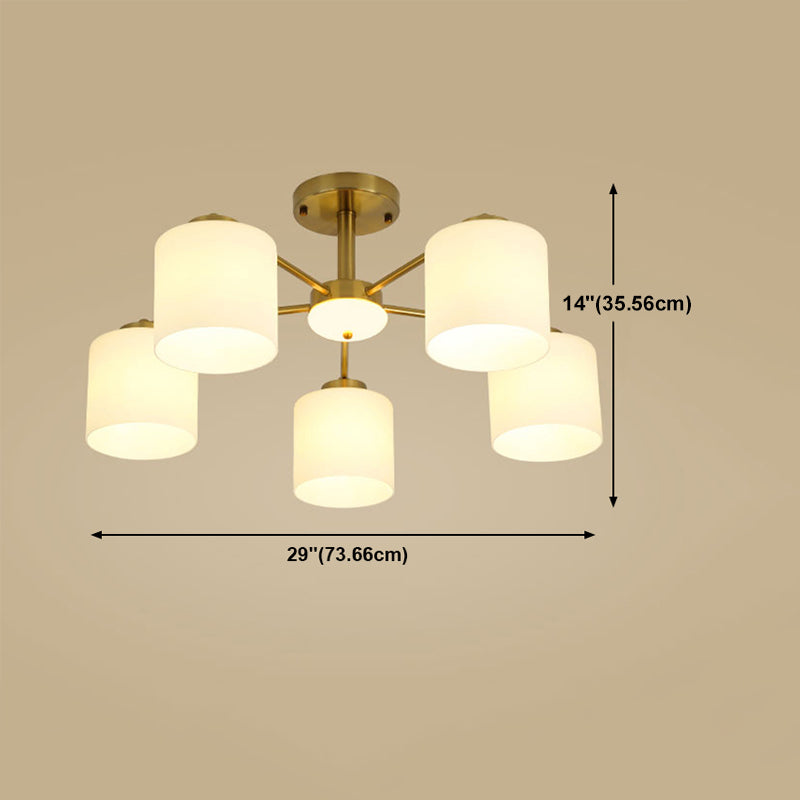 Luces de montaje de semi rascijada de estilo modernista Cilíndrico Cilindro de lámpara de techo de vidrio en oro