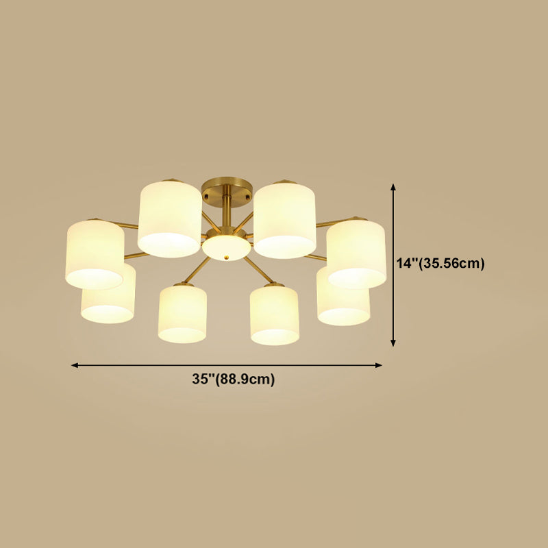 Luces de montaje de semi rascijada de estilo modernista Cilíndrico Cilindro de lámpara de techo de vidrio en oro