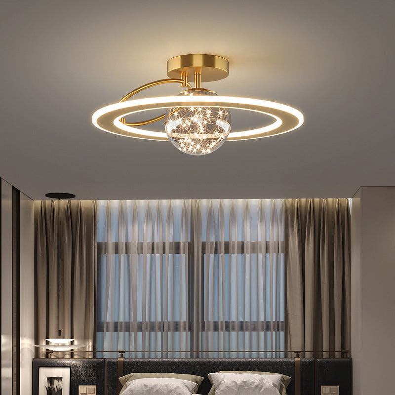Modern Sphere Flush Light Fixture Metal 2 Light Flushmount Lighting for Bedroom