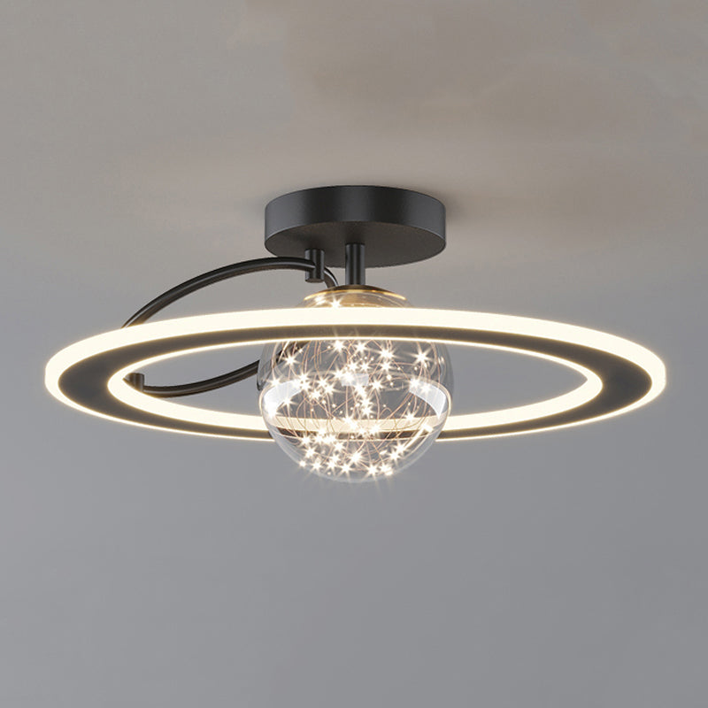 Modern Sphere Flush Light Fixture Metal 2 Light Flushmount Lighting for Bedroom