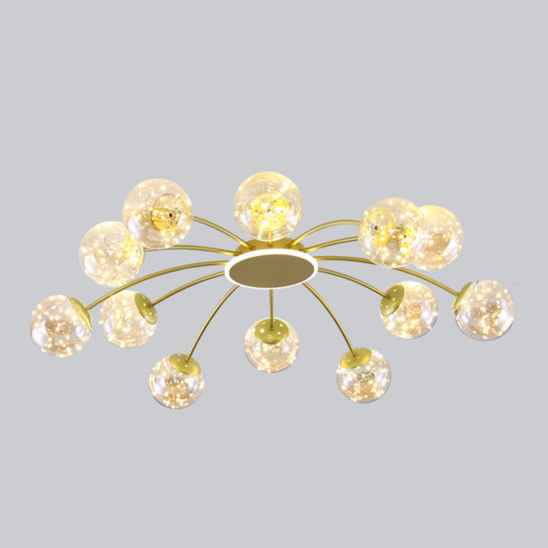 Bola de vidrio Flush Luz de techo de estilo moderno Montaje Montaje de montaje en oro en oro