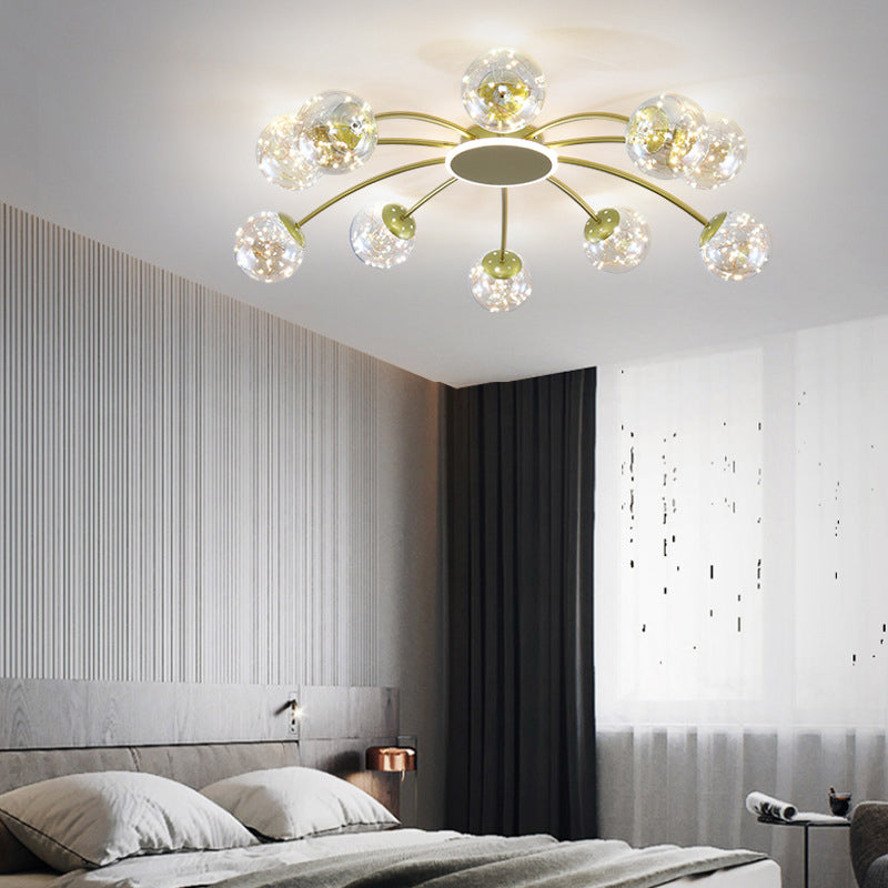 Bola de vidrio Flush Luz de techo de estilo moderno Montaje Montaje de montaje en oro en oro