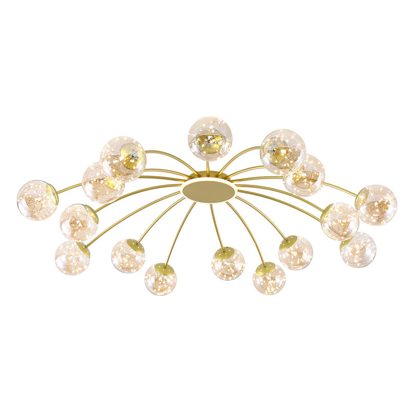 Bola de vidrio Flush Luz de techo de estilo moderno Montaje Montaje de montaje en oro en oro